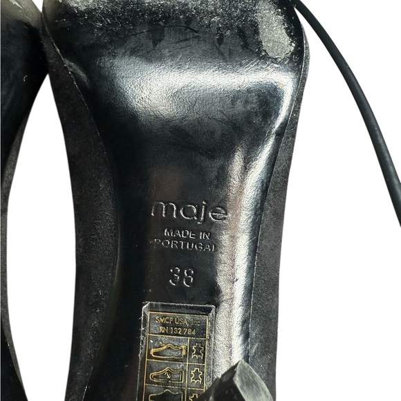 Maje Black Suede Leather Pointed-toe Tassel Pump Heels Size 7.5 - Picture 3 of 9